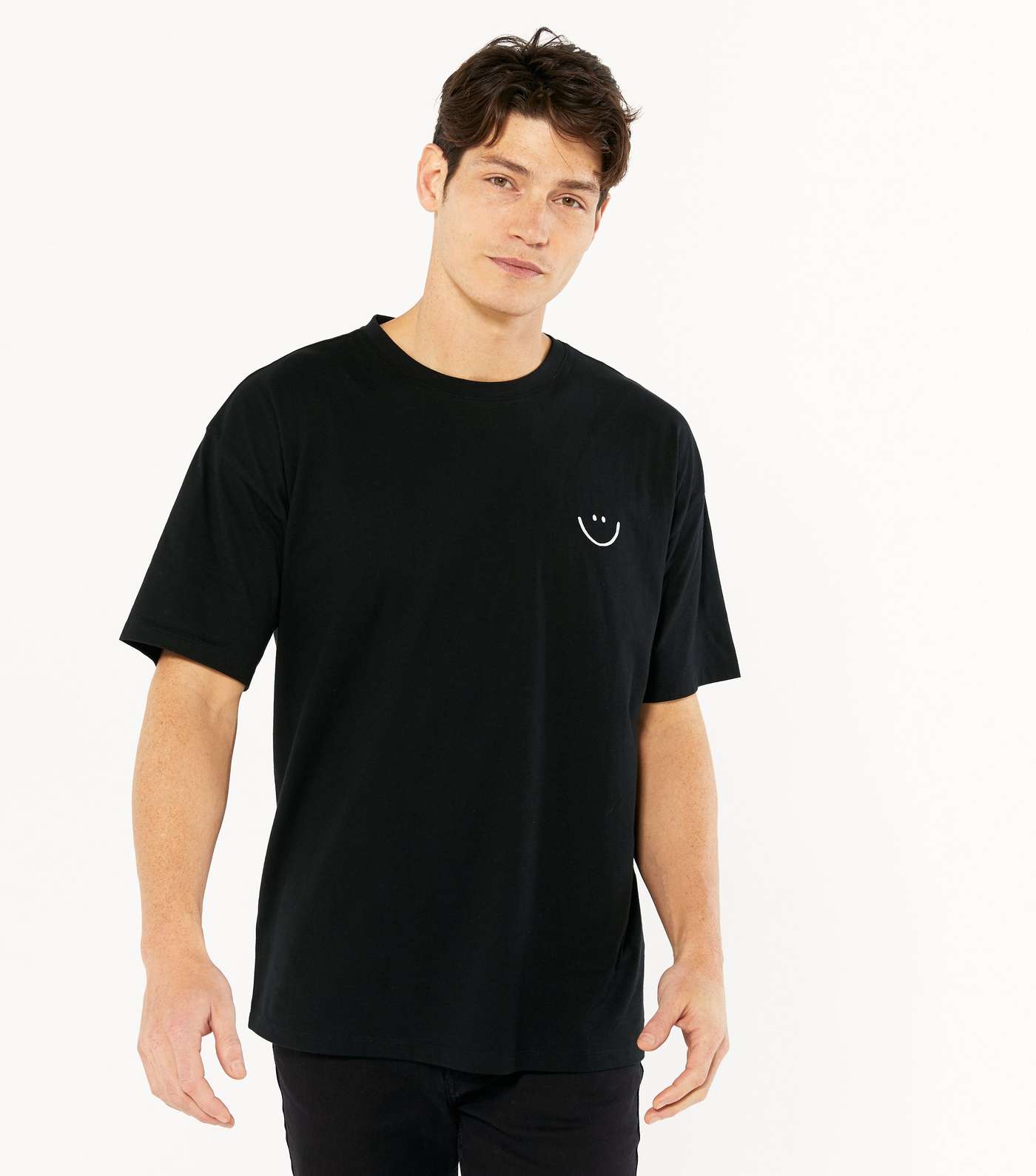 Black Happy Embroidered Oversized T-Shirt