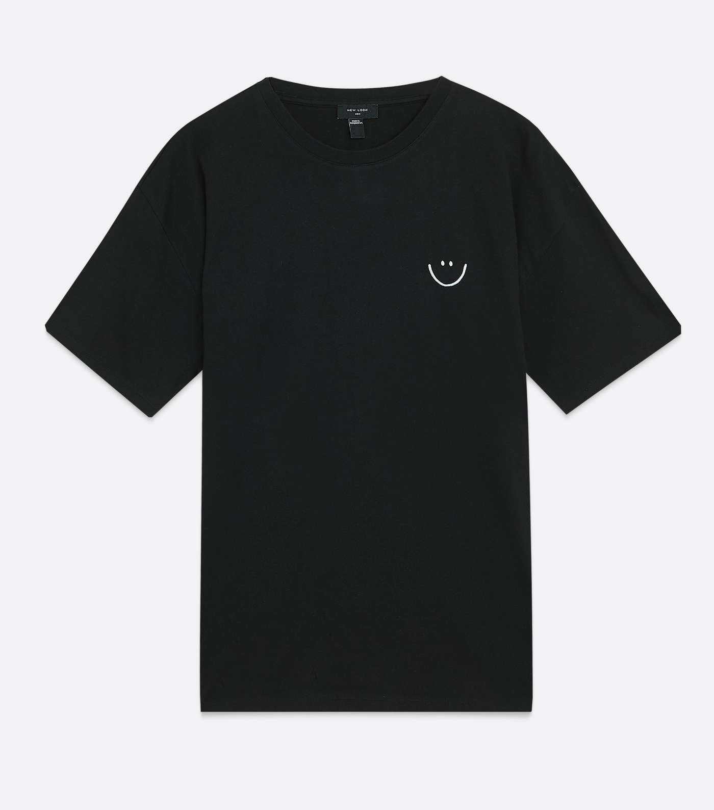 Black Happy Embroidered Oversized T-Shirt Image 5