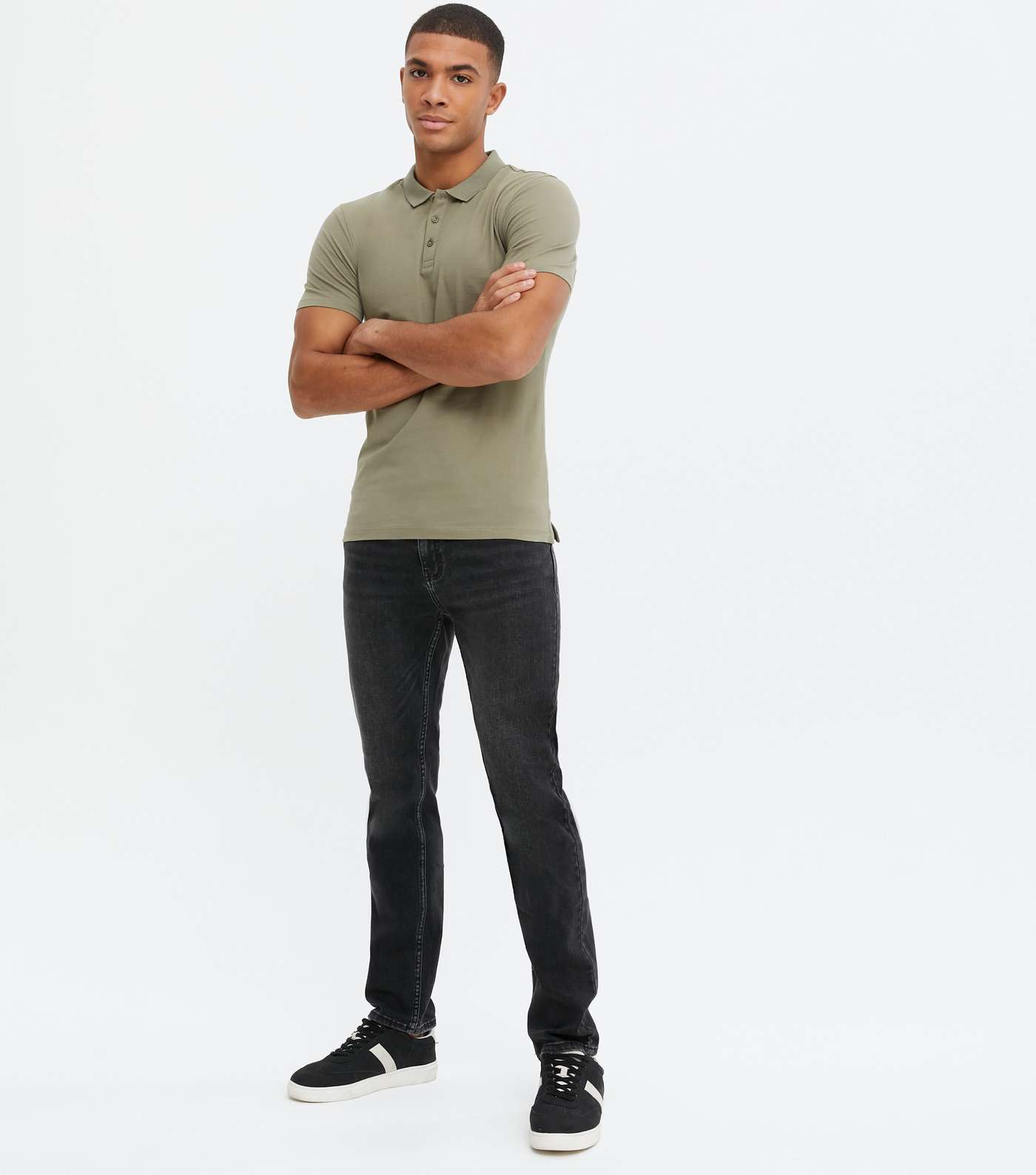 Khaki Short Sleeve Muscle Fit Polo Shirt Image 2