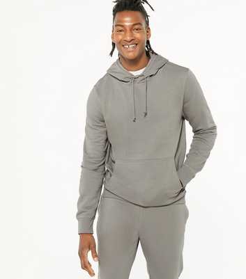 Pale Grey Jersey Pocket Front Hoodie