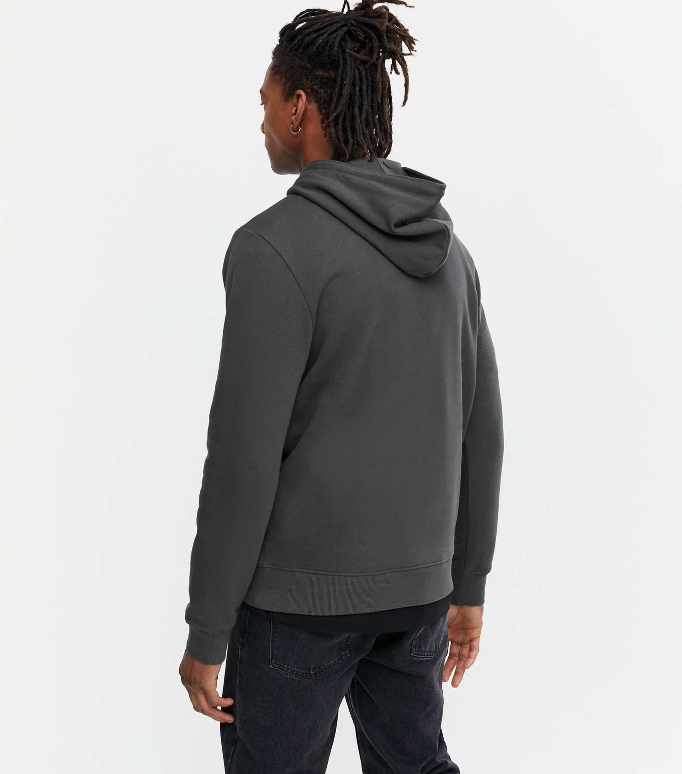 Dark Grey Jersey Pocket Front Hoodie Image 4