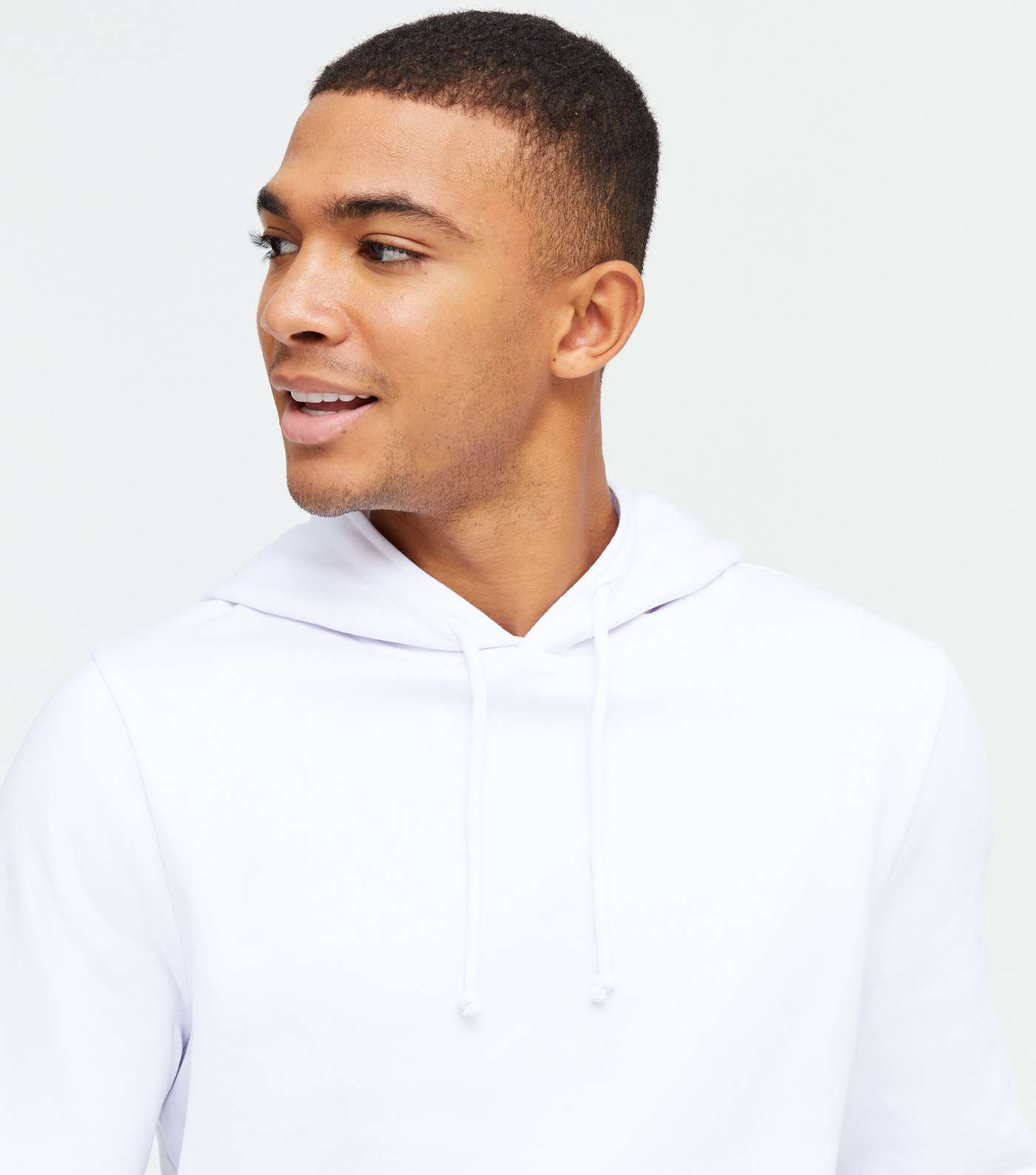 White Jersey Pocket Front Hoodie Image 3