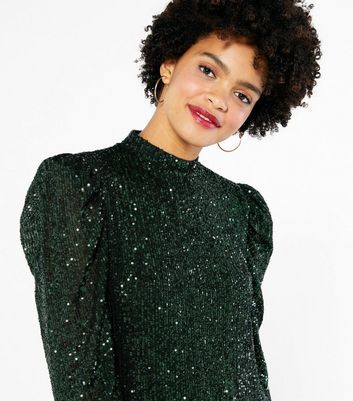 blue green sequin top