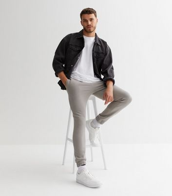 Grey basic cuffed hem jogger review sale
