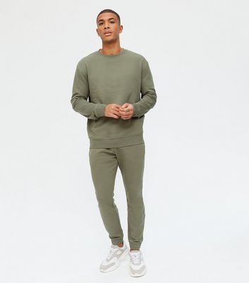 Khaki Jersey Cuffed Joggers New Look