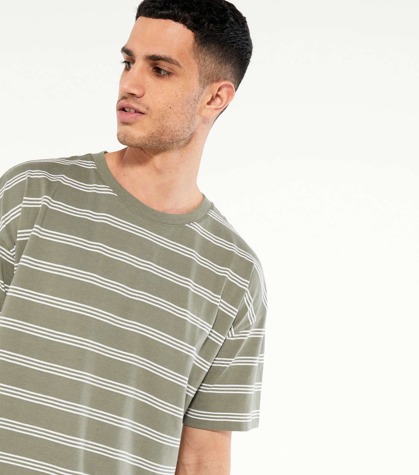 Olive Stripe Oversized T-Shirt Image 3