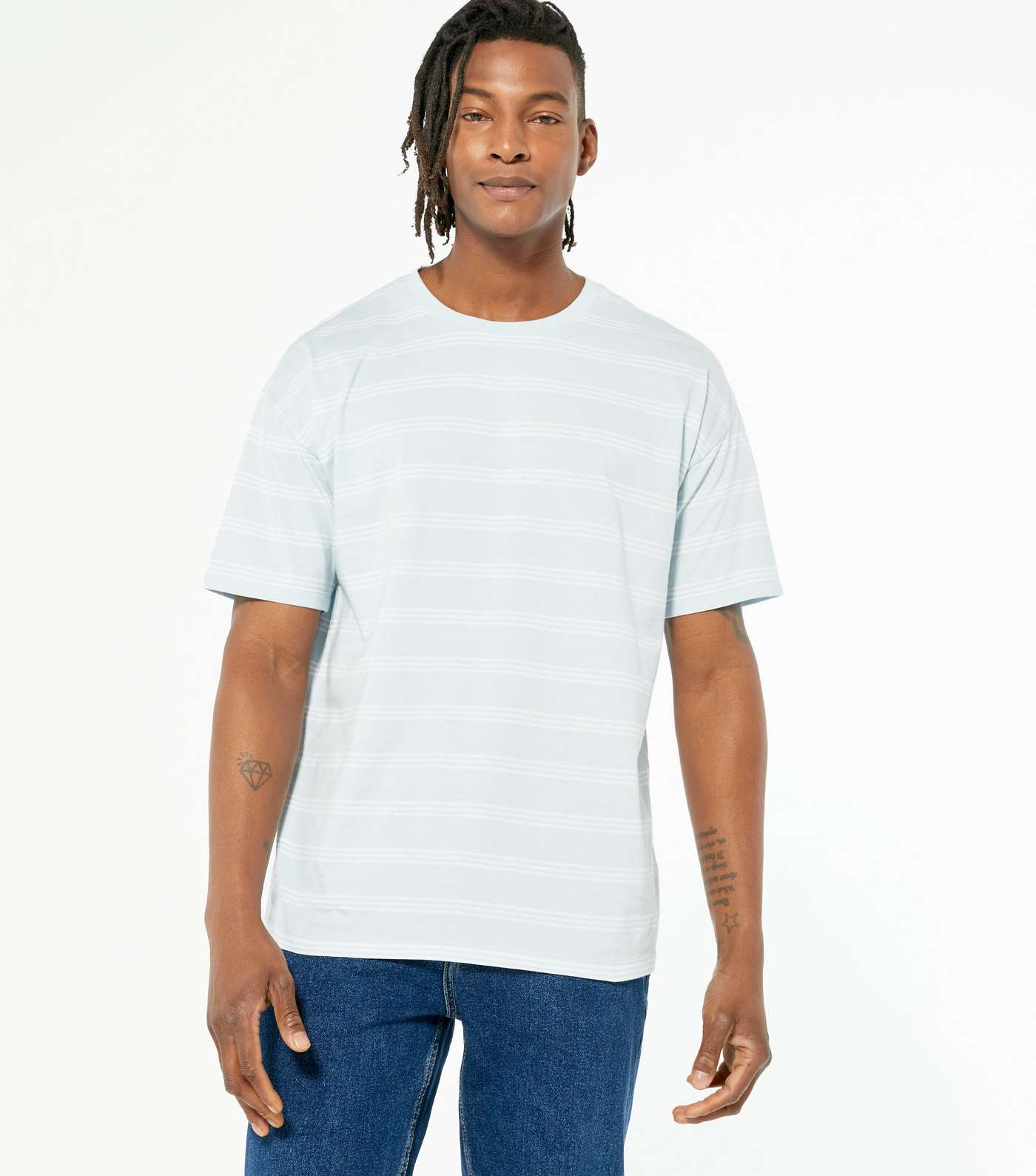 Pale Blue Stripe Oversized T-Shirt