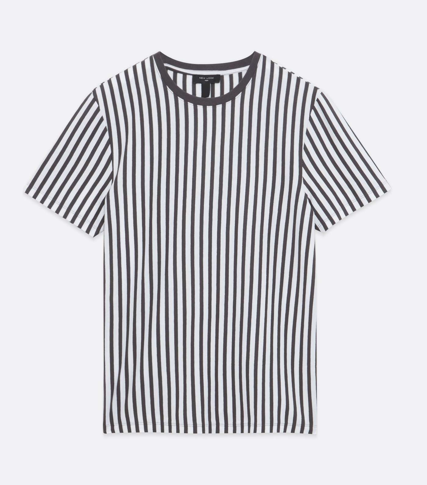 Dark Grey Vertical Stripe Crew T-Shirt Image 5