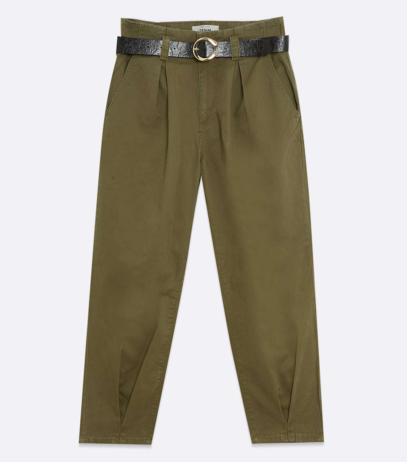 Khaki Denim Belted Trousers Image 6