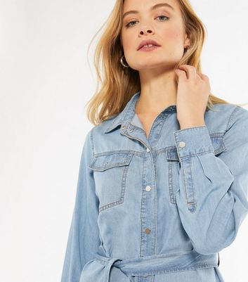 Blue Light Wash Denim Long Sleeve Shirt 
