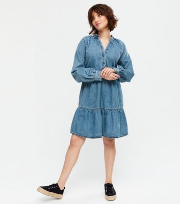 new look denim smock dress