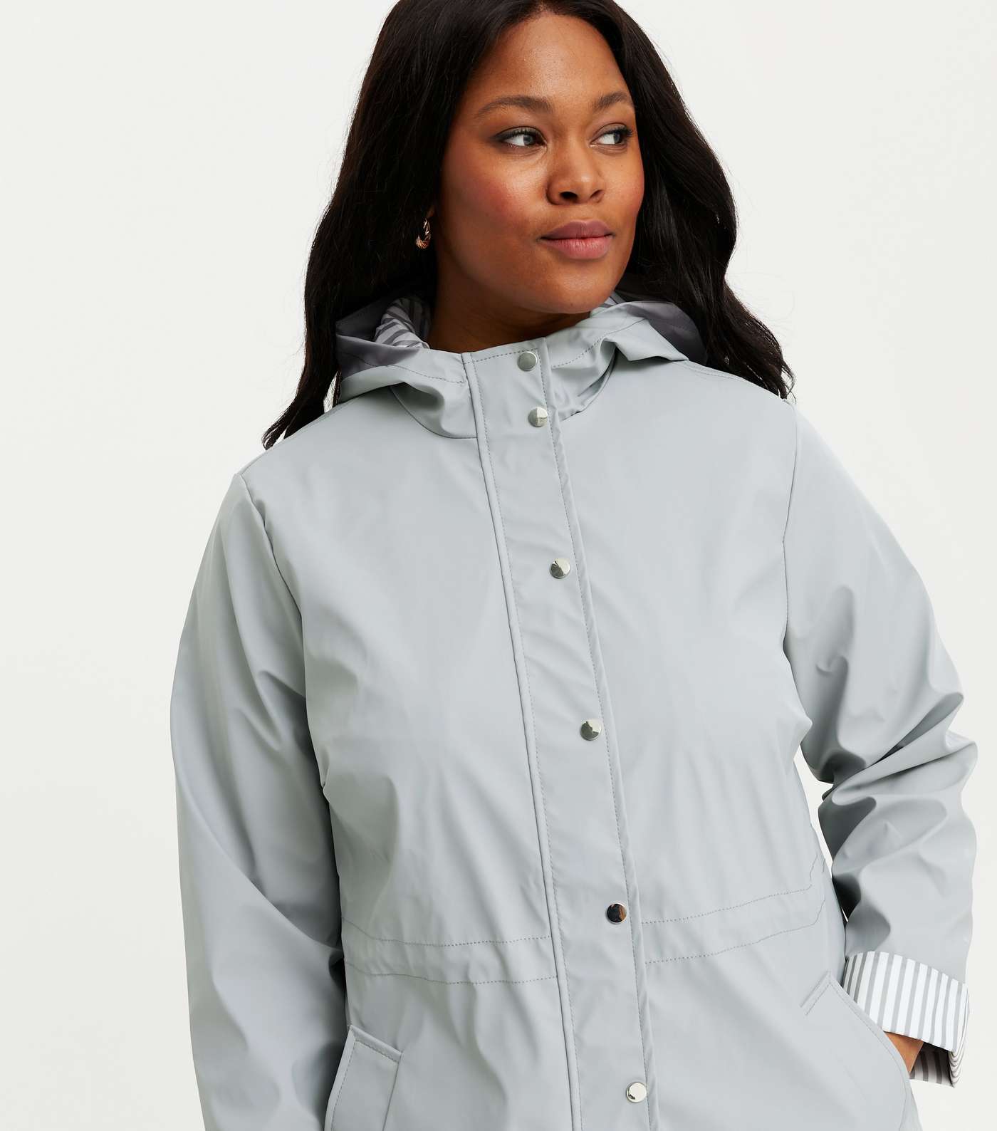 Curves Pale Grey Hooded Anorak Image 4