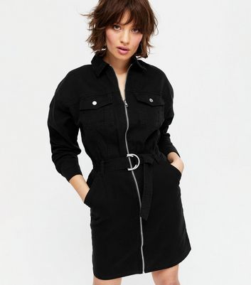 black denim dress new look