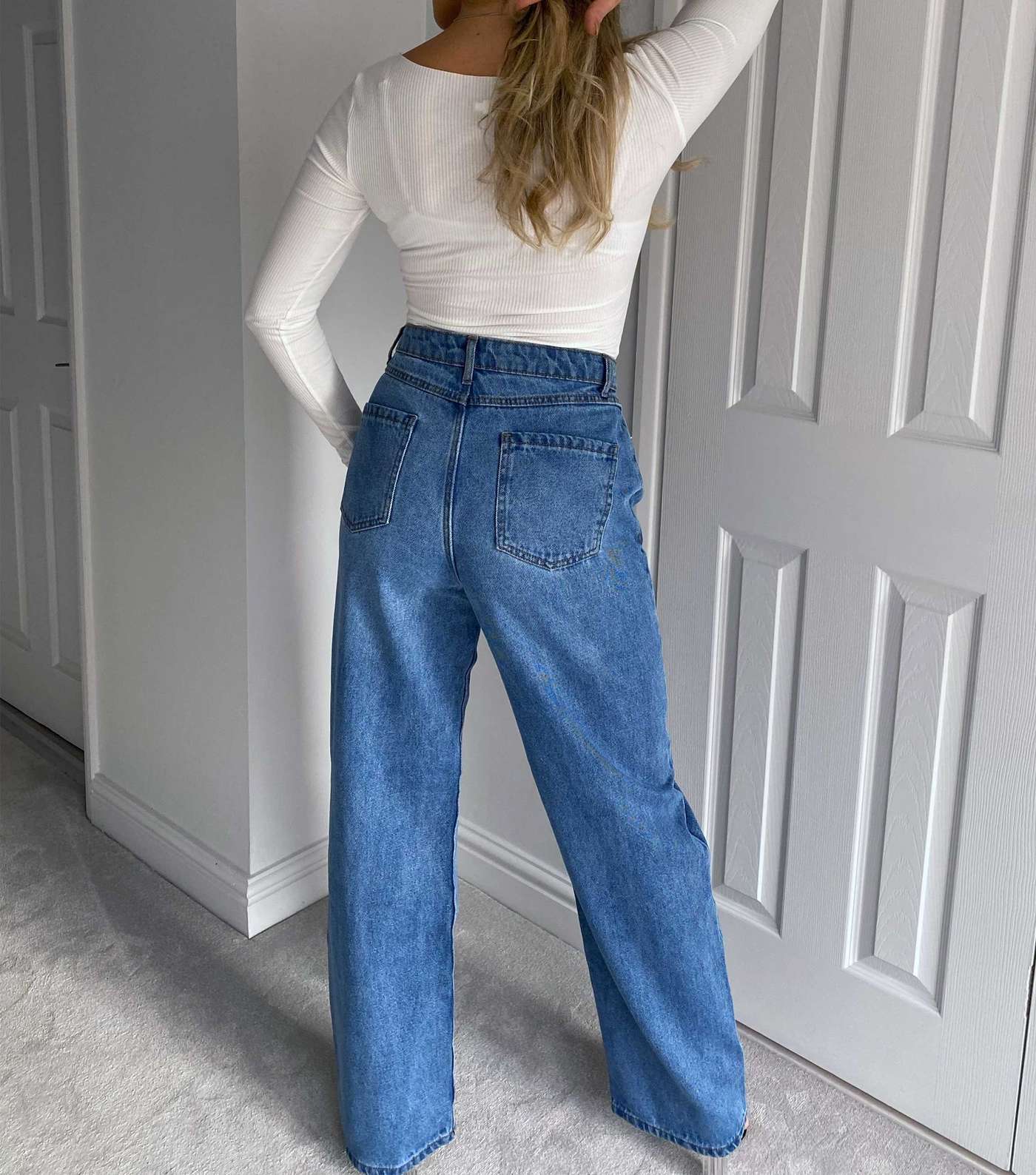 Urban Bliss Blue Ripped Wide Leg Jeans Image 3