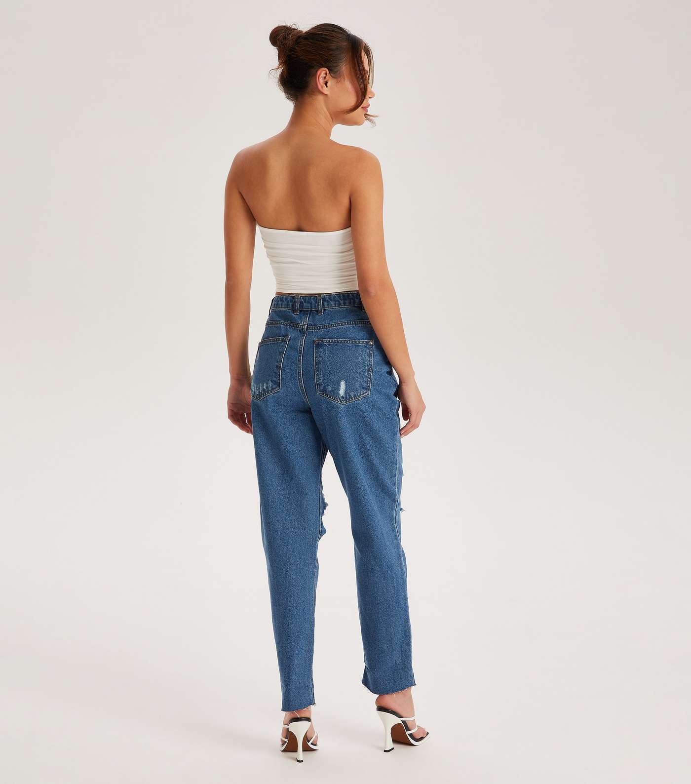 Urban Bliss Blue Ripped Mom Jeans Image 4