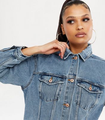 Blue oversized clearance denim jacket missguided