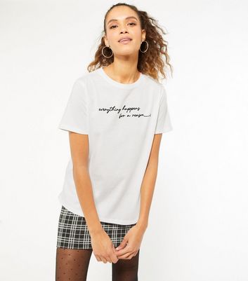 Petite White Reason Logo T-Shirt | New Look