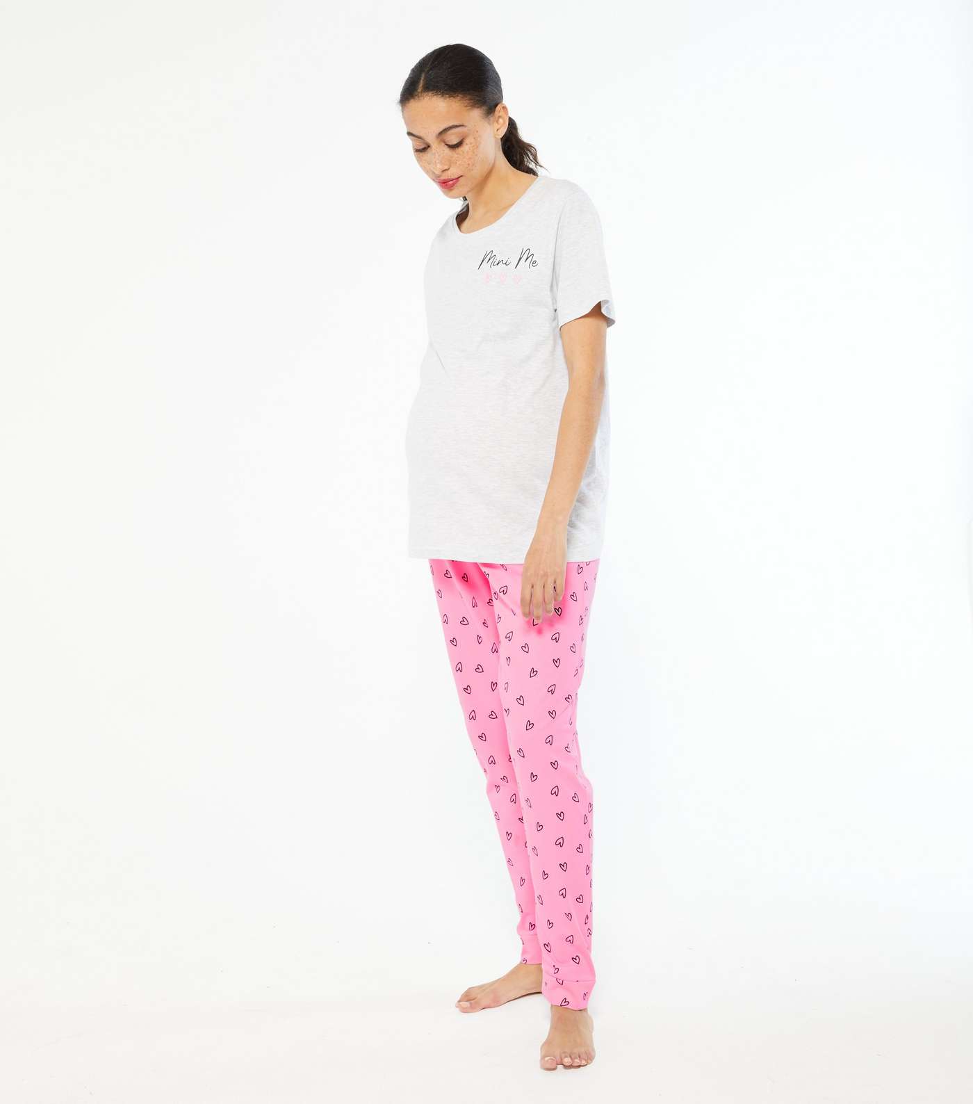 Maternity Light Grey Mini Me Logo Jogger Pyjama Set 