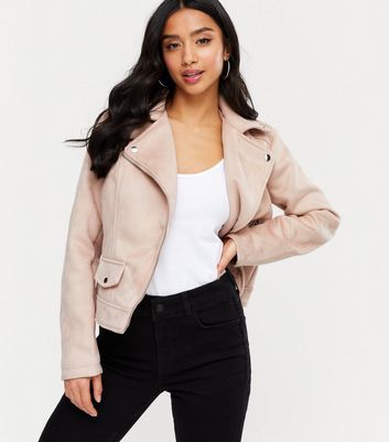 petite pink leather jacket