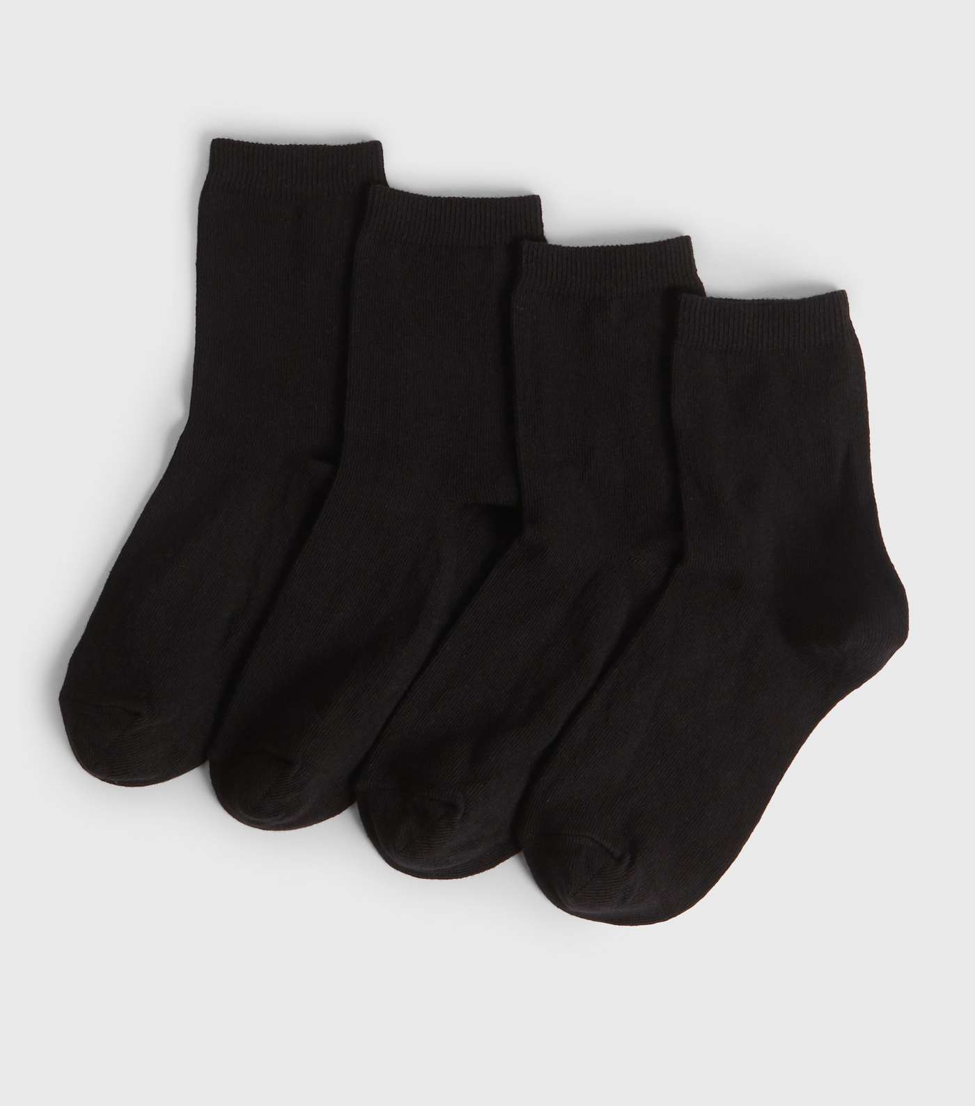 Girls 4 Pack Black Plain Socks