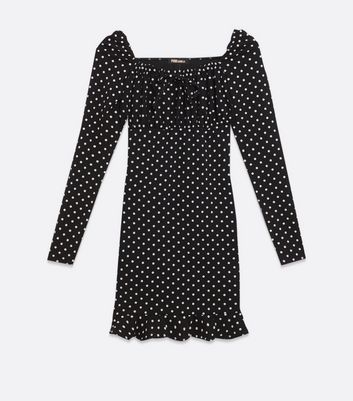 pink and black spot dress