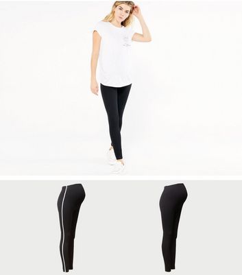 Black Side Stripe Over Bump Leggings 
