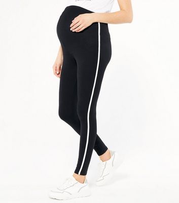 Black Side Stripe Over Bump Leggings 