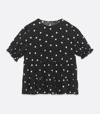 Image of Curves Black Spot Tiered Peplum Top New Look