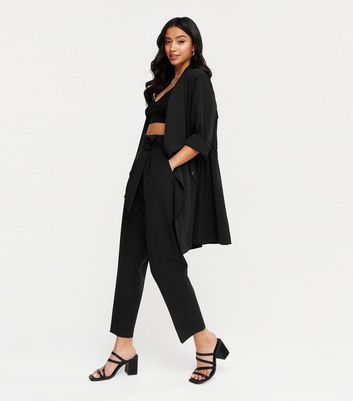 black waterfall coat petite