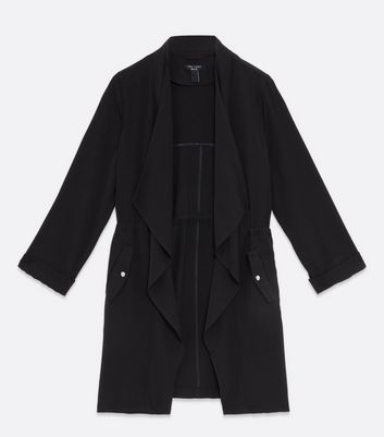 black waterfall coat petite