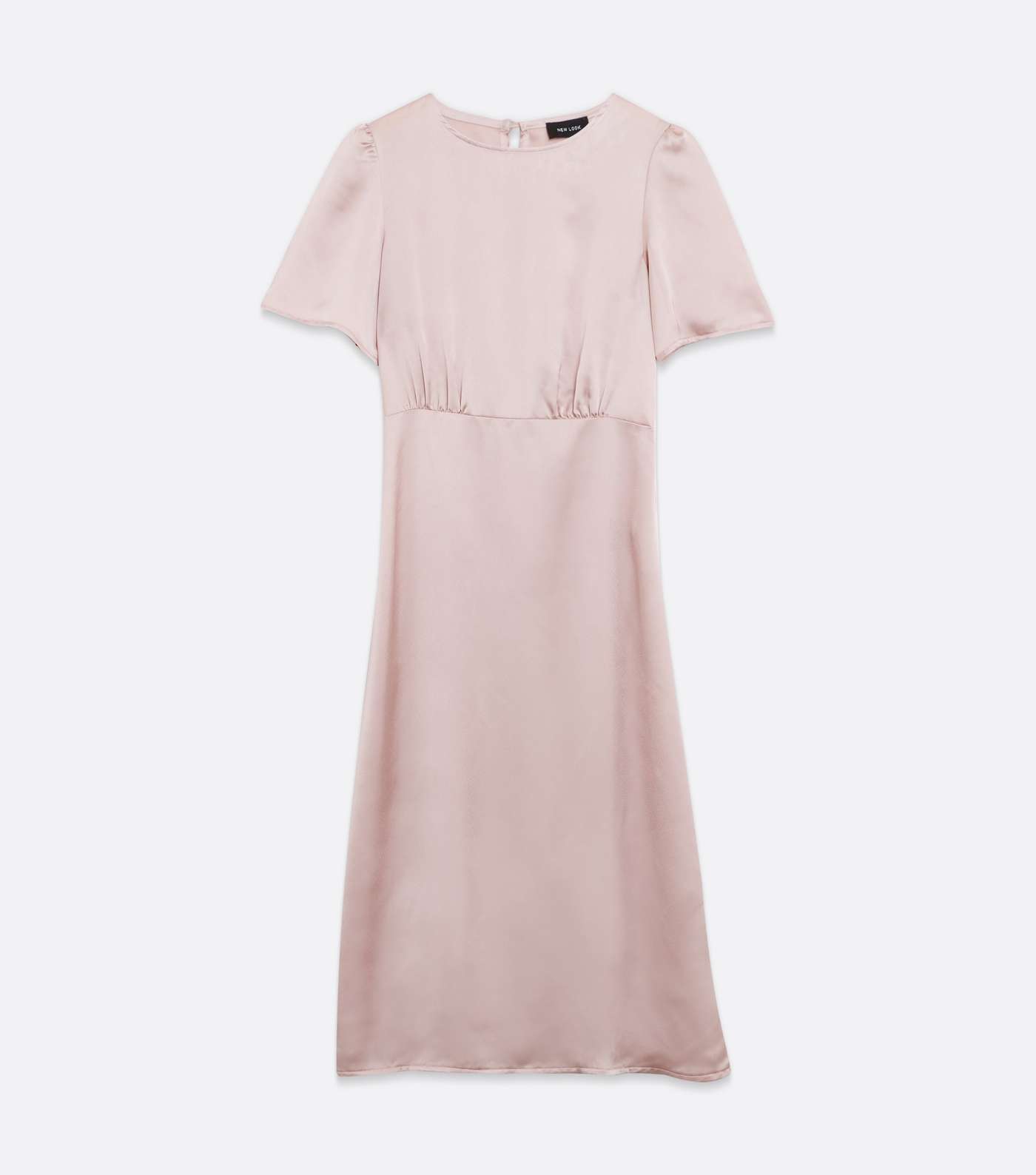 Pale Pink Satin Short Sleeve Midi Dress Image 5