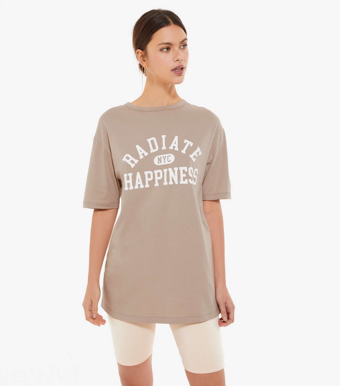 Light Brown Happiness Varsity Logo T-Shirt