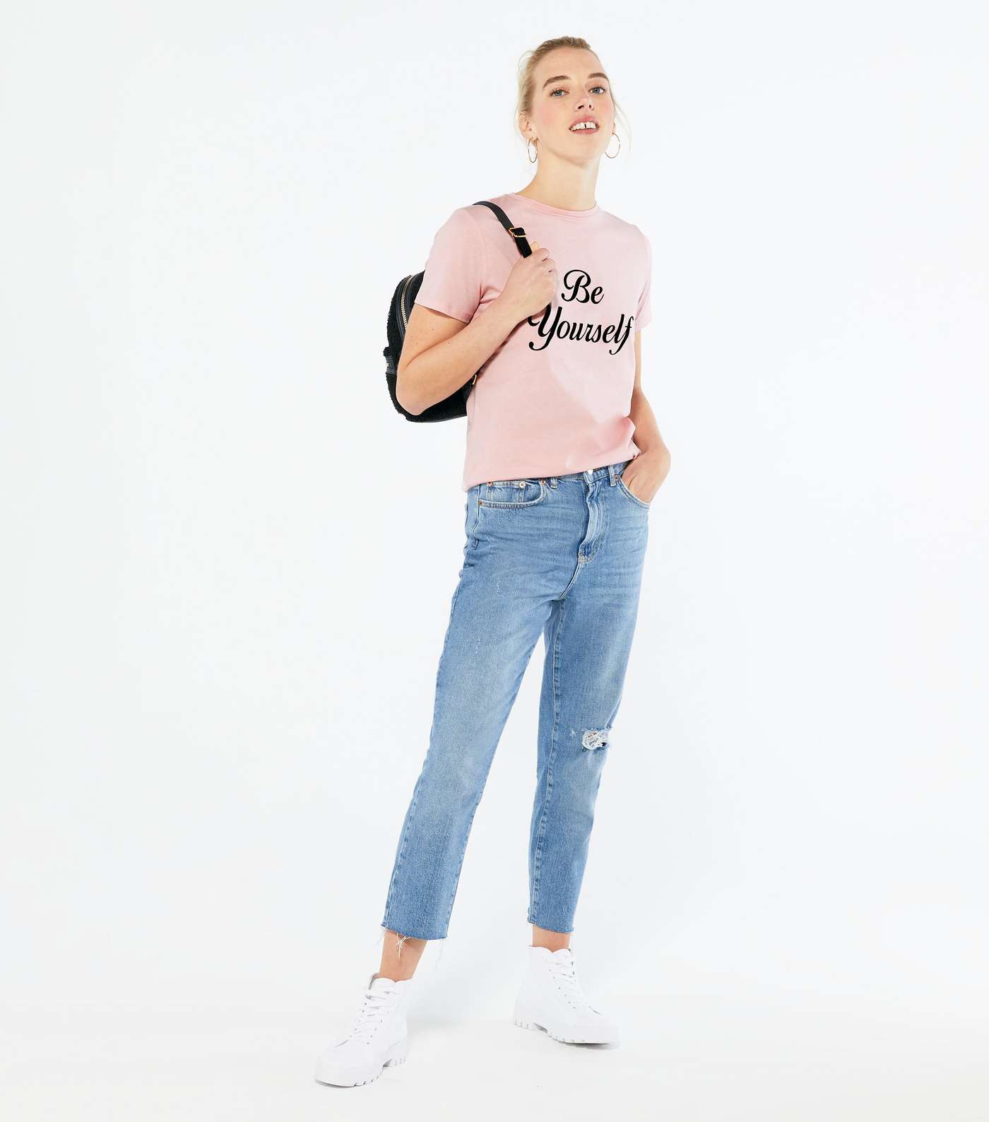 Mid Pink Be Yourself Logo T-Shirt Image 2