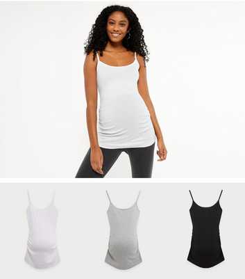 Maternity 3 Pack White Grey and Black Scoop Camis