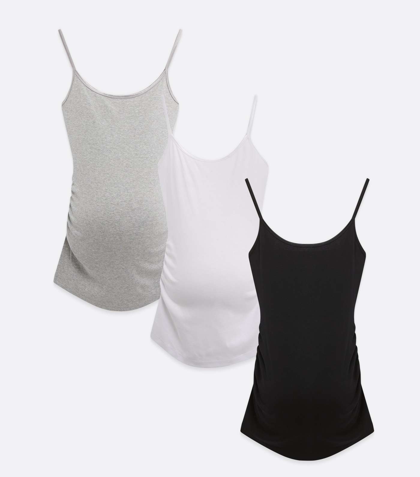 Maternity 3 Pack White Grey and Black Scoop Camis Image 5