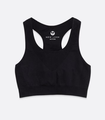 Image of Black Seamless Sports Bra New Look