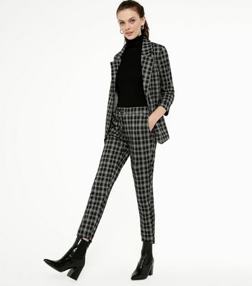 Black Check Slim Leg Trousers | New Look