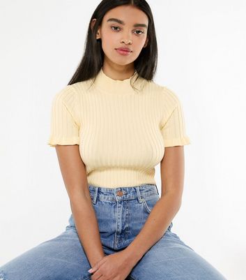 yellow high neck top