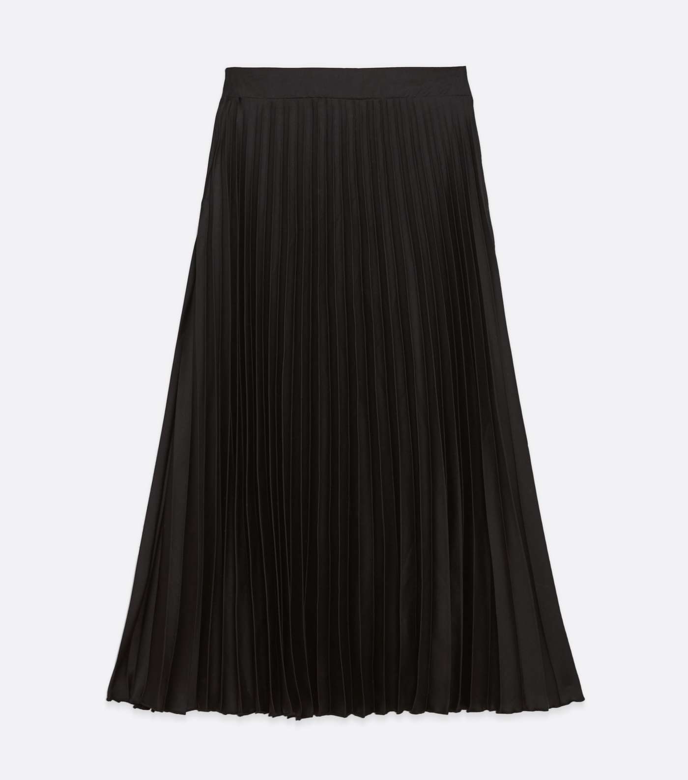 Black Pleated Satin Midi Skirt  Image 5