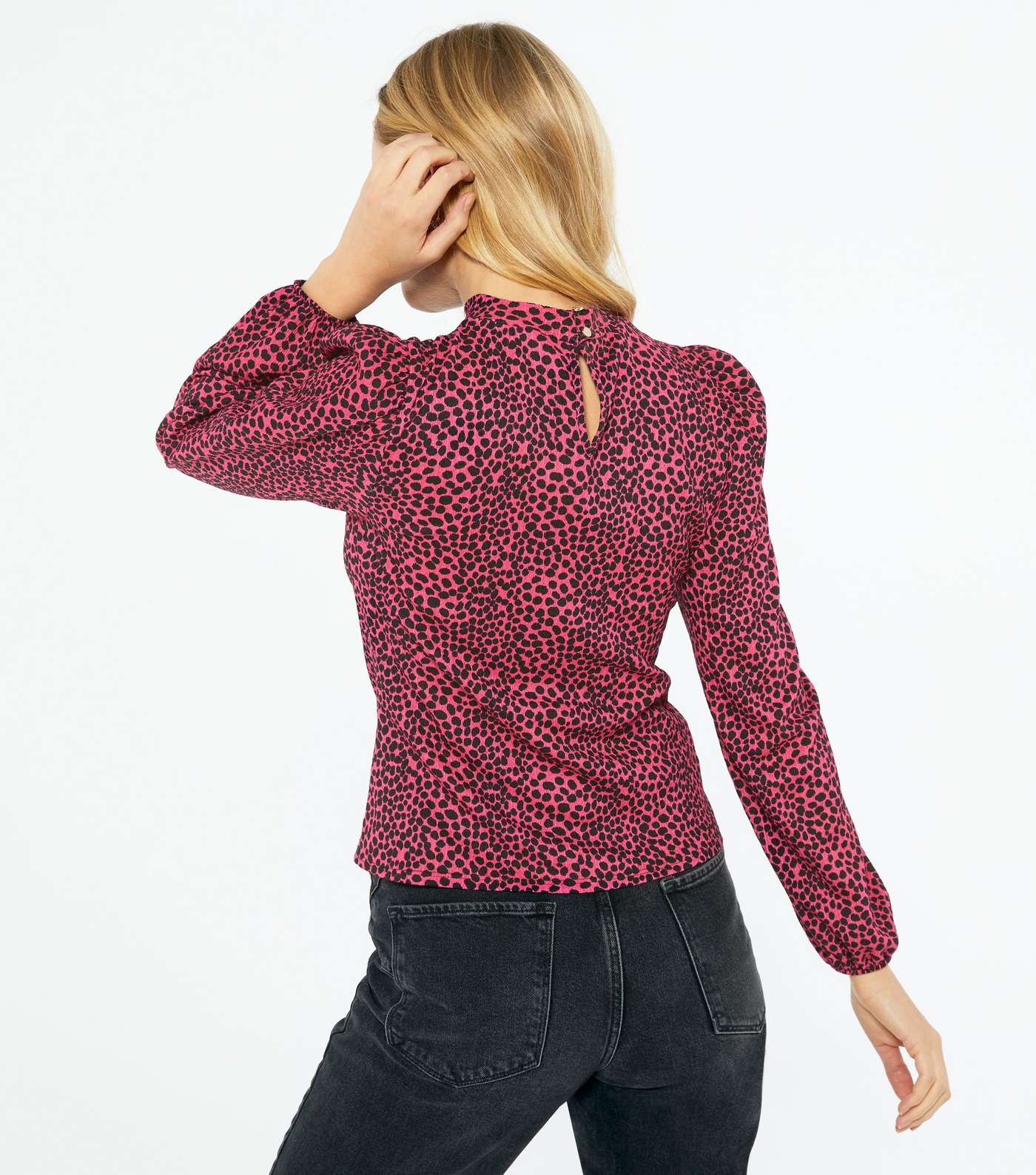 Pink Leopard Print Ruched Top  Image 3