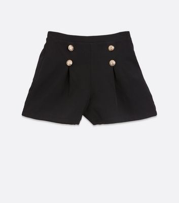 Image of Black Utility Button Shorts New Look