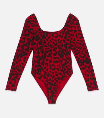 red and black leopard print bodysuit