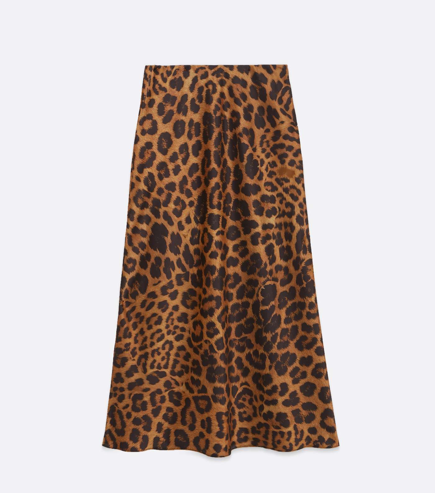 Brown Leopard Print Bias Cut Satin Midi Skirt  Image 5