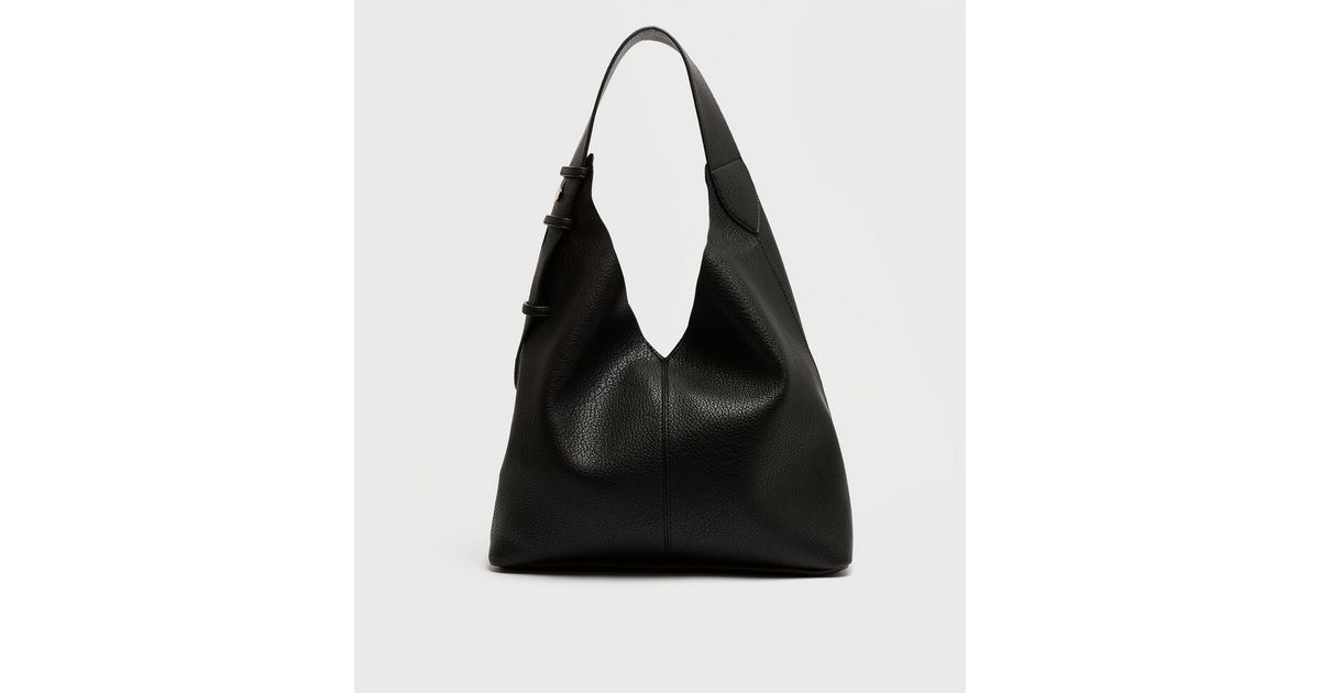 Black Leather-Look Slouch Tote Bag | New Look