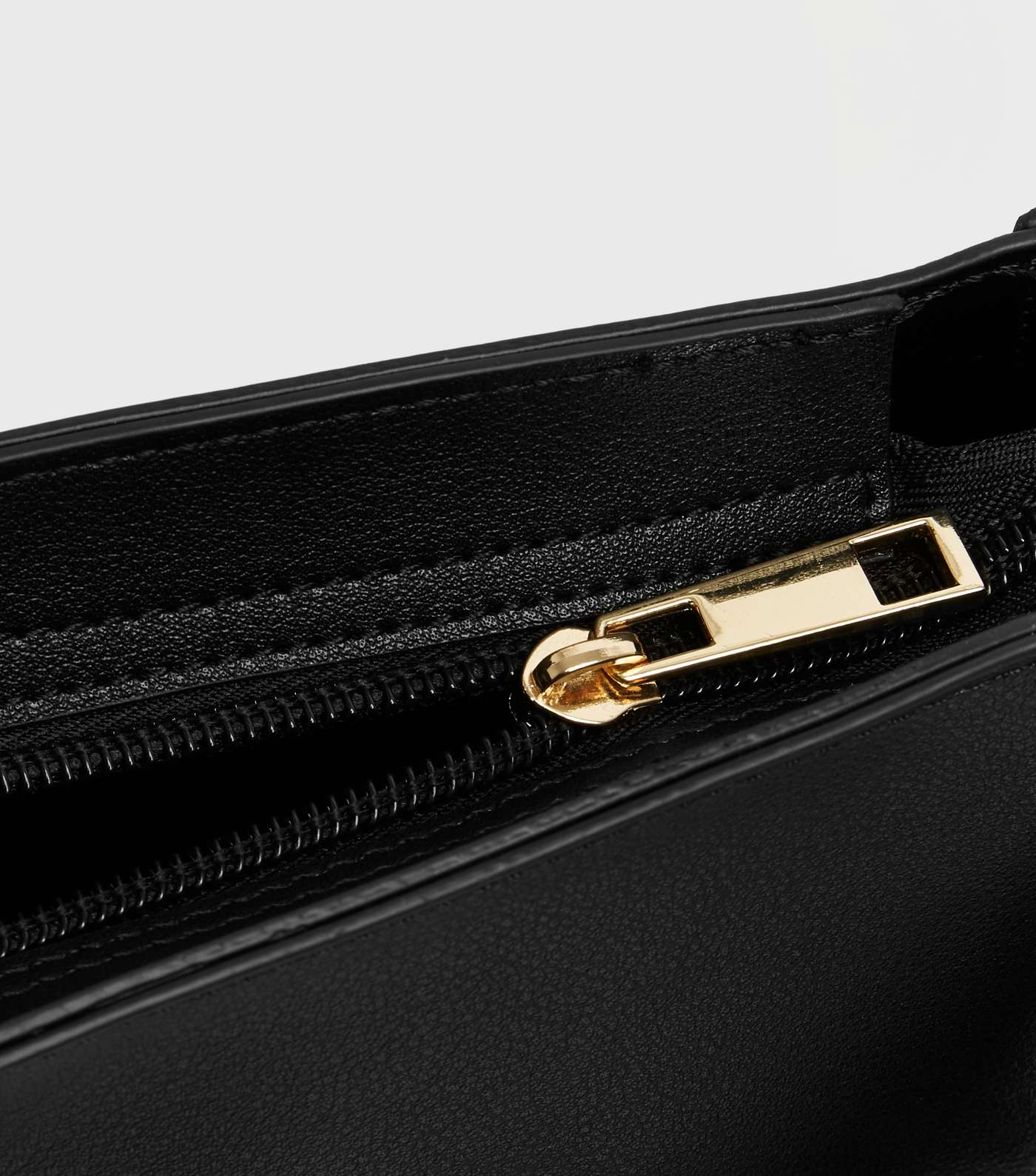 Black Leather-Look Ruched Strap Saddle Bag Image 3