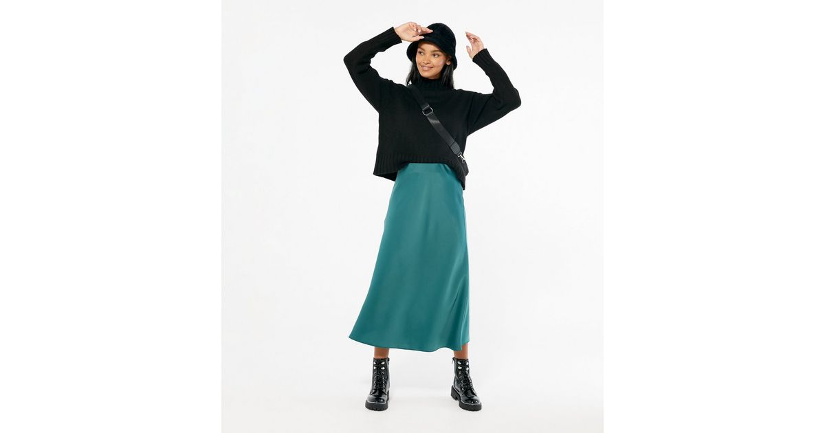 green bias skirt