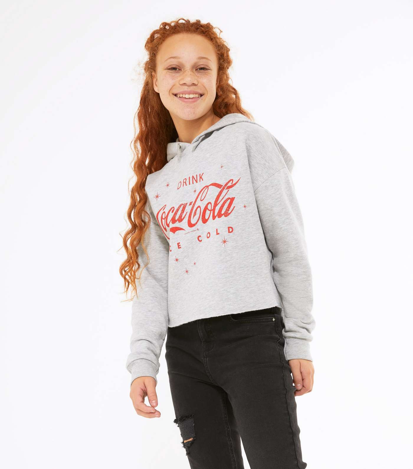 Girls Grey Coca Cola Logo Hoodie