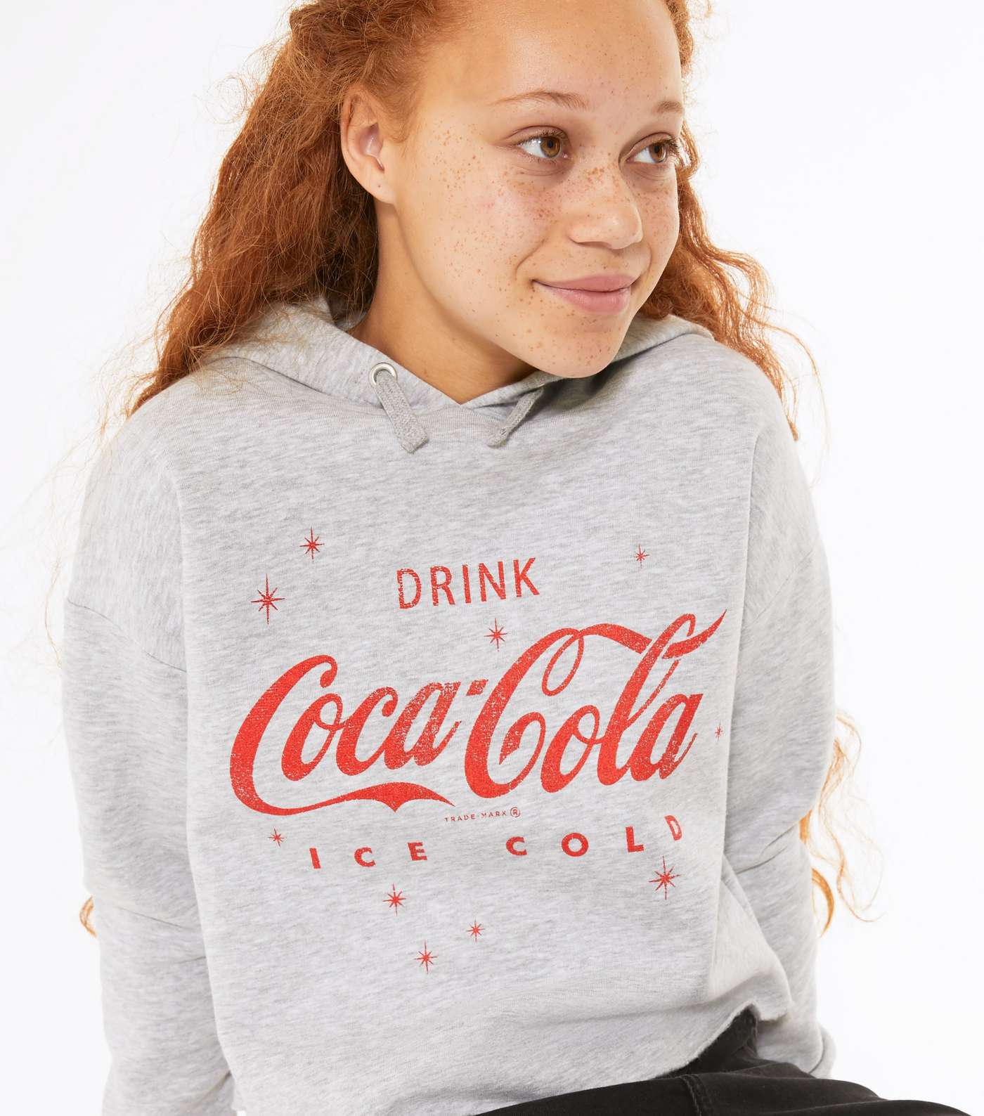 Girls Grey Coca Cola Logo Hoodie Image 3