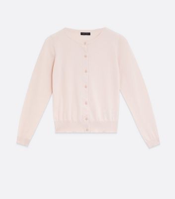 Pale Pink Crew Neck Cardigan New Look