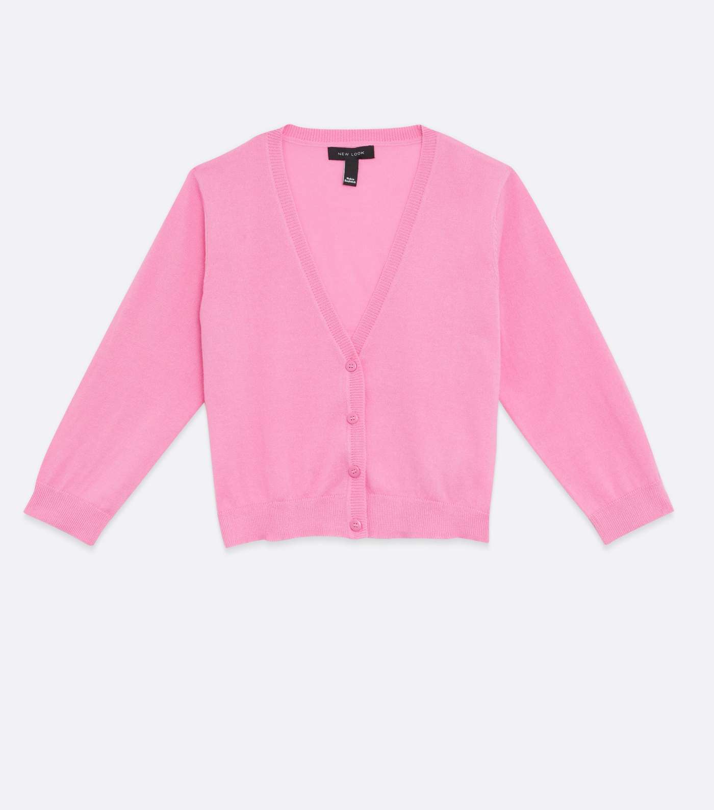 Bright Pink 3/4 Sleeve Crop Cardigan  Image 5